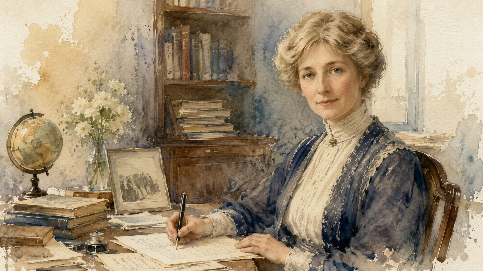 Retrato em aguarela de Eglantyne Jebb