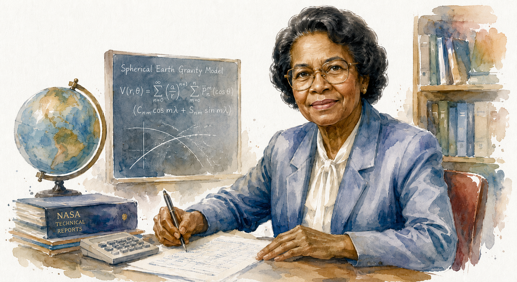 Retrato em aguarela de Gladys West